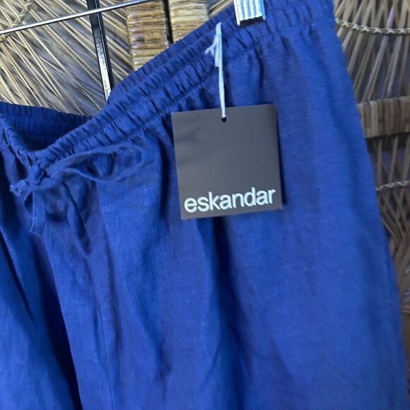 Eskandar NEW Drawstring Trouser Indigo Blue Linen Pant size 2 - Picture 4 of 9